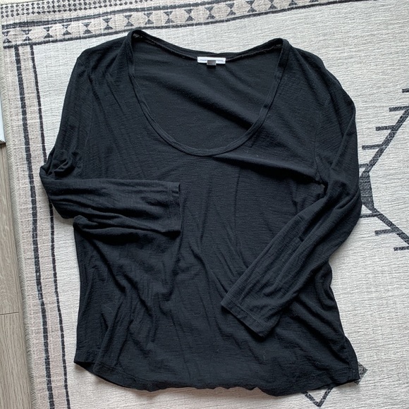 James Perse Scoop Long Sleeve Slub Tee Size 2 (M) - Picture 1 of 6